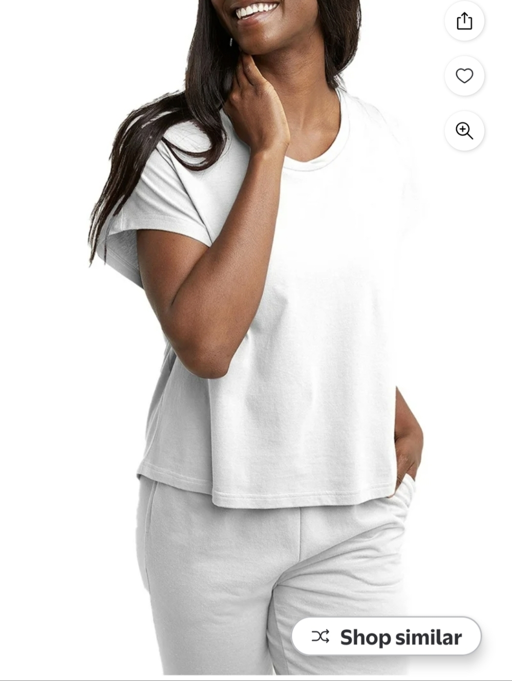 Hanes Originals White Short Sleeve Twisted Crew Neck Tee Size: XS